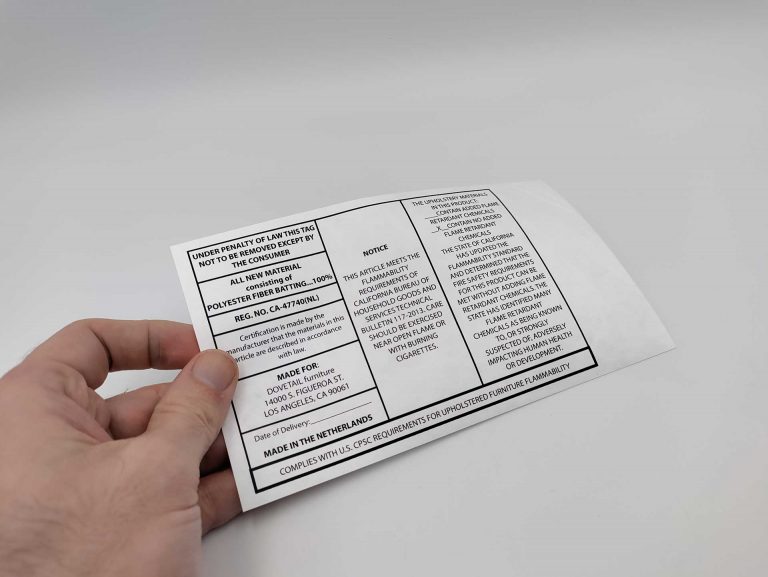 Law labels laten printen op Tyvek materiaal